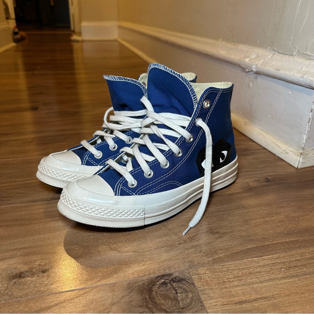 **SOLD** Commes Des Garçons Play x Converse high tops blue